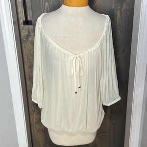 Sheer cream off shoulder Blouse